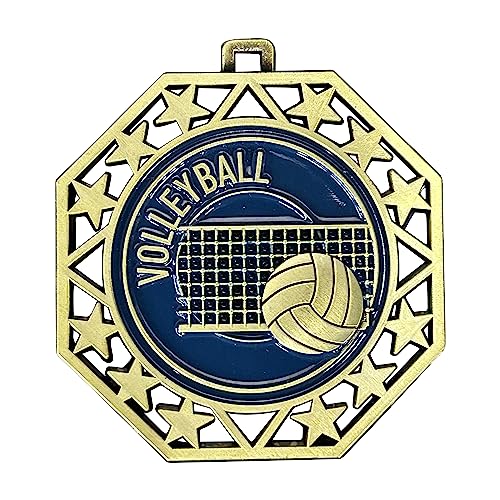 Volleyball Medals Pack of 10 with Ribbons - Gold Award Medallions for Sports Recognition