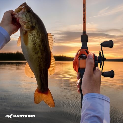 Baitcasting Fishing Reel - Right Shiny Orange 7.3:1 Gear Ratio Lightweight