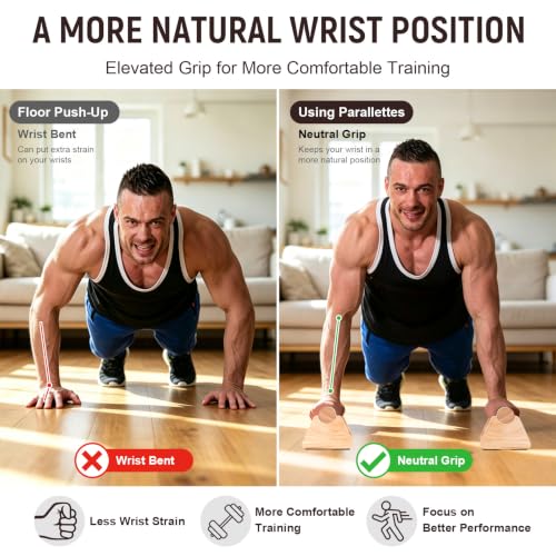 Wooden Parallettes Bars for Handstand & Calisthenics - 25cm