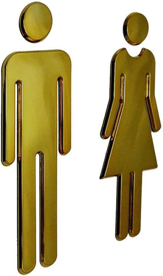 Modern Acrylic Bathroom Sign Decor Adhesive Foil Backed Men's and Women's Unisex (Bronze)