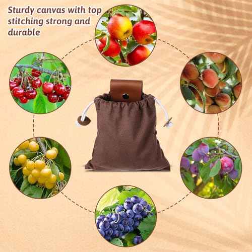 Waxed Canvas Foraging Bag??, Outdoor Foraging Bag for Hiking Collecting Mushroom Hunting Bags Leather Belt Pouch with Drawstring Foldable Canvas Belt Bags