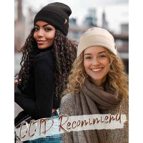 FURTALK 2 Pack Satin Lined Beanie for Men Women Acrylic Winter Hats Warm Silky Skull Cap