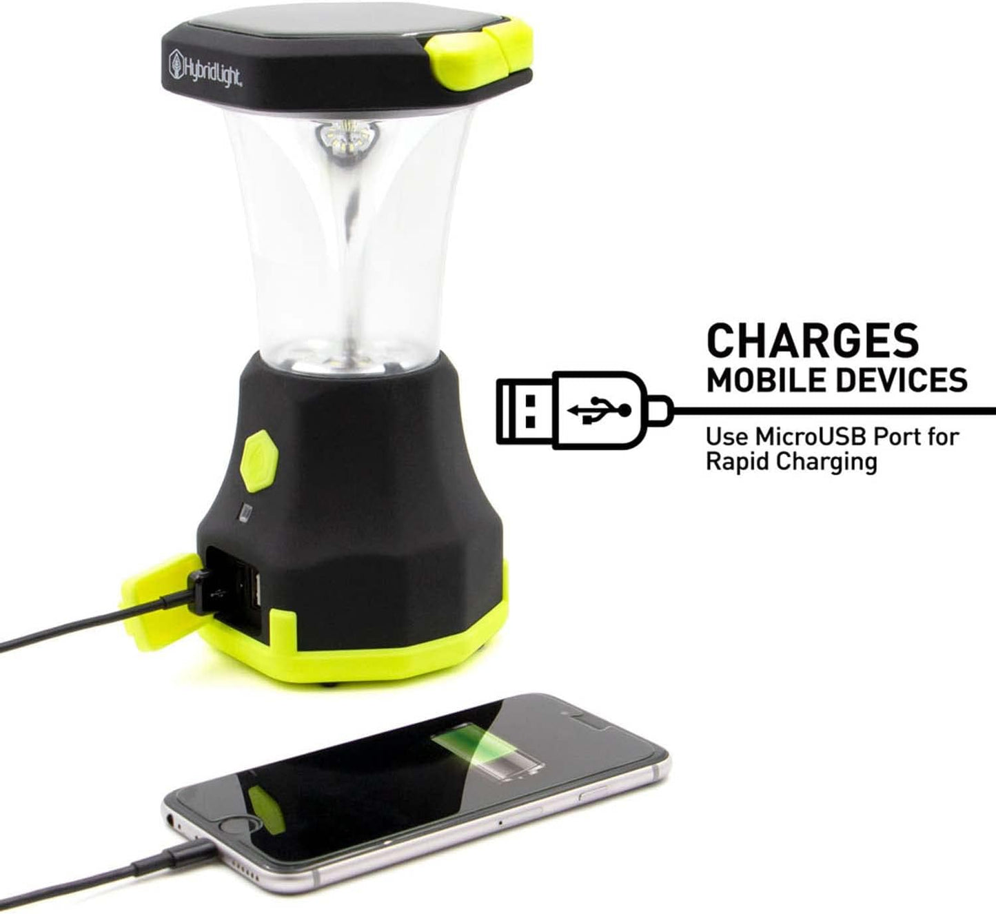 Atlas 600 Solar LED Waterproof Camping Lantern with Micro USB Charger, Black