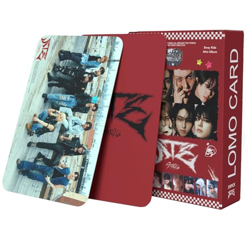 KPOP Stray Kids ATE Album Photocards Set - 55 Non-Repeatable KPOP Photo Cards for Fans, Gift for Boys and Girls, Red