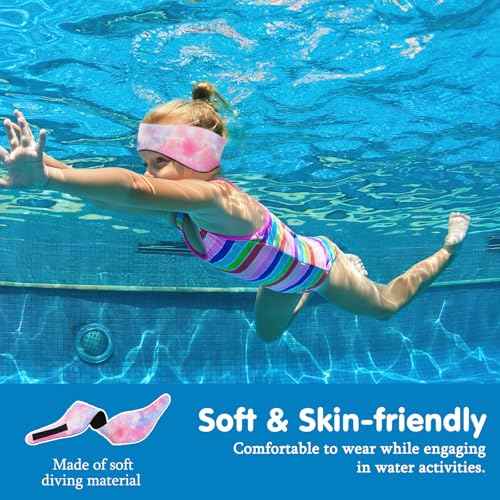 HeySplash Swimming Headband, Swimming Earplugs Ear Band Swimmer Ear Protection Kids Ear Plugs, Elastic Neoprene Ear Guard and Hair Guard for Kids & Toddlers, Keep Water Out and Hold Earplugs in