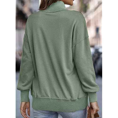 SHEWIN Women's Casual Long Sleeve Stand Neck Sweatshirt Lightweight Button Drawstring Pullover Tops