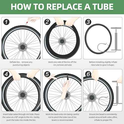 26" Bike Tube, 2PCS Bicycle Inner Tube Compatible for 26 Inch x 1.75/1.95/2.10/2.125 Bike Tire,Mountain Bike Inner Tube with 32mm Schrader Valve, Butyl Rubber Inner Tube for MTB Road Bike, 2PCS Levers