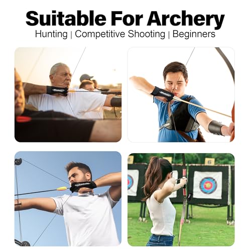 Archery Gloves 2 Pack Shooting Hunting Leather Guard 3-Finger Guard for Youth Adult Man Woman and Beginner Recurve Arrow Bow Archery Protective Gear Accessories