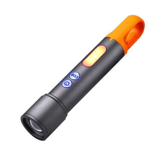 poyoelf Zoomable Led Flashlight with COB Sidelight with Hook,Rechargeable EDC Small Lantern Flashlight,Waterproof,Tactical Portable Handheld Torch for Camping,Hiking,Emergency,Home Use(Black)