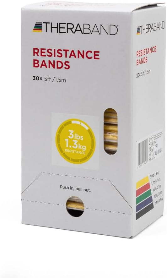 THERABAND Professional Resistance Bands - 5ft Latex Elastic for Home Workouts, Rehab & Pilates (15/30 Count)