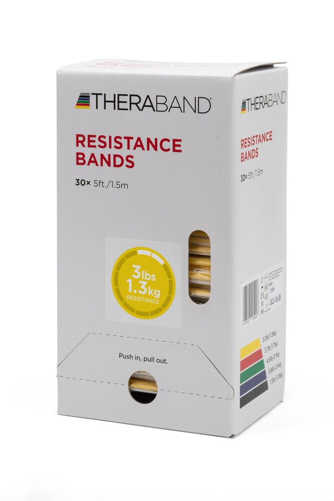 THERABAND Resistance Bands, 5 Foot, 15 Count Professional Latex Elastic Bands For Upper & Lower Body Exercise, Physical Therapy, Pilates, At-Home Workouts, & Rehab, Heavy Green, Intermediate, Level 3