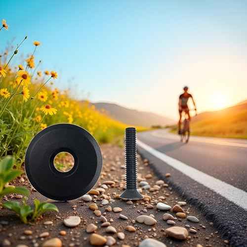 Black Bike Front Fork Stem Top Cap Bike Headset Cap and Screw Bike Top Tube Cap Riding Decoration for Road Bike Stems 28.6mm 1-1/8inch Handlebars, Headsets and Stems