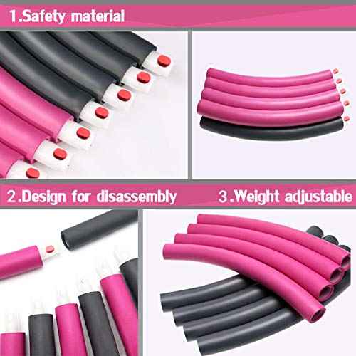 Auoxer Fitness Exercise Weighted Hoop, Detachable and Size Adjustable Design, Lose Weight Fast by Fun Way, Fat Burning Healthy Model Sports Life