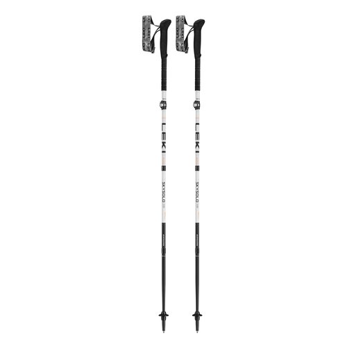 LEKI Skysolo FX.One Carbon Collapsible Lightweight Walking Poles for Thru-Hiking, Fast-Packing, & Mountaineering - White-Black-Orange - 125 cm