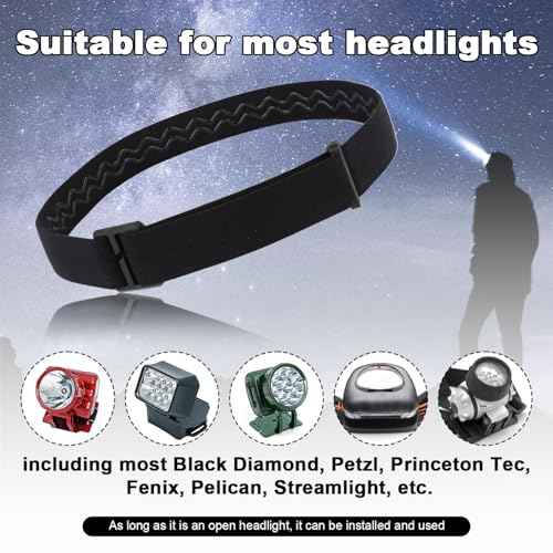 2pcs Elastic Headlamp Strap, Headlamp Band Replacement Head Lamp Comfort Belt Headlamp Headband Holder Headlamp Accessories Compatible with Black Diamond, Petzl, Princeton Tec, Fenix, Streamlight