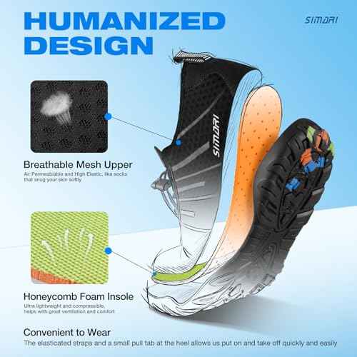 SIMARI Water Shoes for Women Men - Barefoot Quick-Dry Aqua Socks | Lightweight Swim Shoes for Surfing, Swimming, Beach Sports, Kayaking, Diving | Non-Slip Design