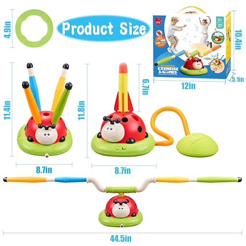 3-in-1 Kids Outdoor Toy Set with Rocket Launcher, Ring Toss & Jumping Game