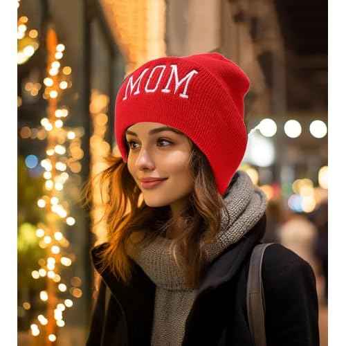 Letter Embroidered Beanie Hat Thanksgiving Gift Cuffed Skull Cap Knit Winter Warm Watch Hats for Women, Men