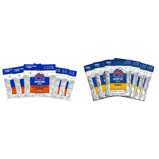 Mountain House Fettuccine Alfredo with Chicken | Freeze Dried Backpacking & Camping Food | 6-Pack & Granola with Milk & Blueberries | Freeze Dried Backpacking & Camping Food | 6-Pack (0055450)