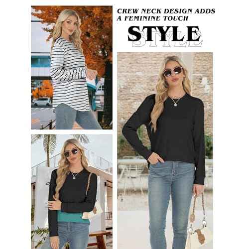 AURUZA Sweatshirt for Women Long Sleeve Crewneck Sweatshirt Women Causal Loose Fit Pullover Tunic Top Fall Clothes Shirts