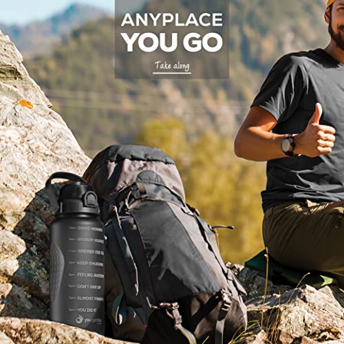 64 oz Hydration Water Bottle with Time Markers Leak Proof BPA Free Sports Flask