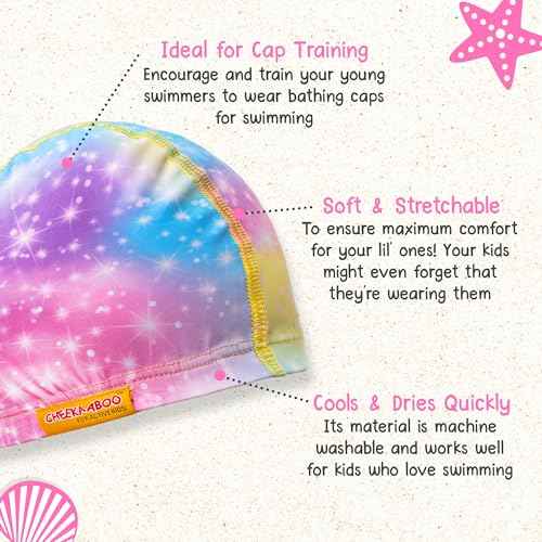 Kids Swim Cap | Soft Stretch Spandex Quick-Dry Fabric | Comfortable Toddler Swimming Cap for Boys & Girls 2-8 Years