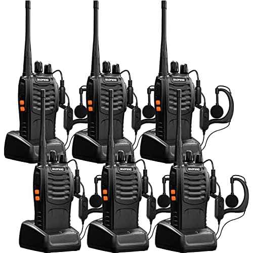 Baofeng Walkie Talkies bf-888s Two-Way Radios Long Range Rechargeable Interphone for Adults Professional Handheld UHF Communicator 6 Pack Walky Talky Set with Earpiece,Li-ion Battery and Charger