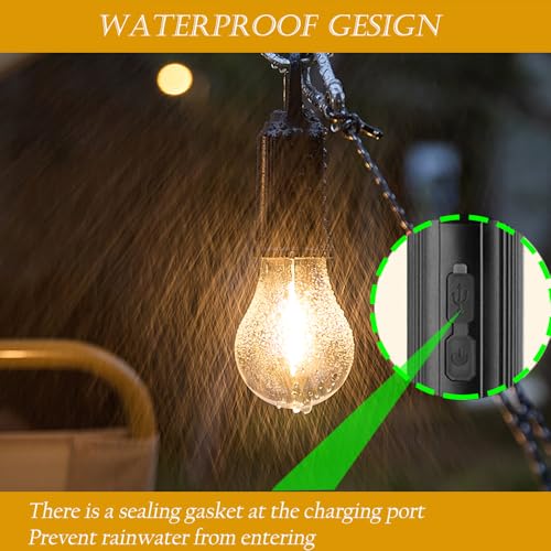 4Pack Solar Camping Lanterns Rechargeable Hanging Tent Lights - Warm