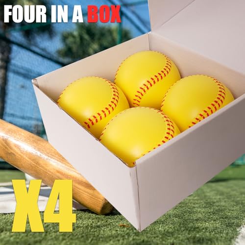 12-Inch Foam Softballs 4-Pack for Hitting Practice and Training