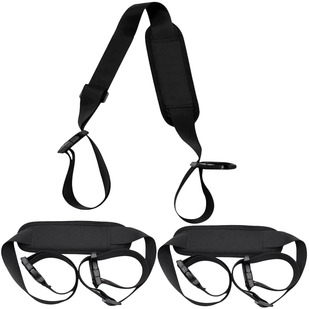 FKUMLUN 3 Pcs Carry Strap for Beach Chair,Adjustable Beach Chair Backpack Straps,Replacement Universal Folding Chair Carry Strap for Beaches Camping Backpacking Picnics Foldable Bikes Outdoor (Black)