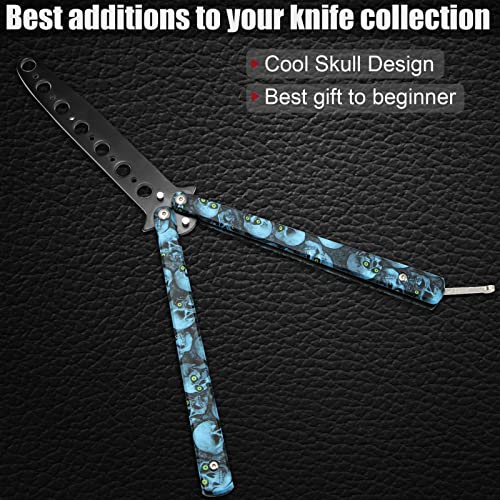 Unsharpened Skull Balisong Trainer for Flipping Practice - Stainless Steel