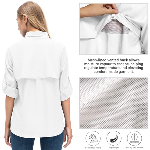 Women's Safari Long Sleeve Sun Protection Shirt - Large White