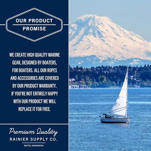 Rainier Supply Co 100 ft Black Double Braided Marine Anchor Rope with Stainless Steel Thimble