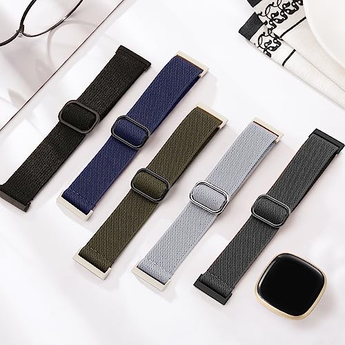 Maledan Adjustable Sports Wristbands for Fitbit Versa 3/ Sense 2 - Black & Navy Blue (Variation of THIS listing)