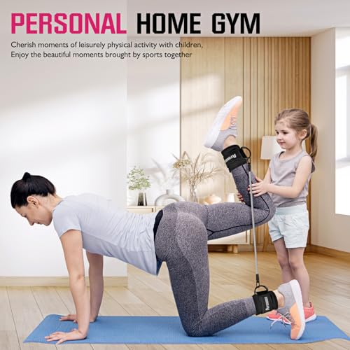Ankle Resistance Bands with Cuffs for Women - 60LBS Black, Home Workout Equipment