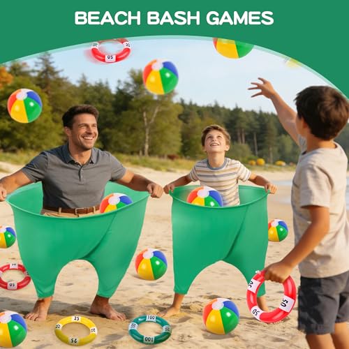 Green 22PCS Outdoor Family Yard Game Set with Inflatable Football & Accessories