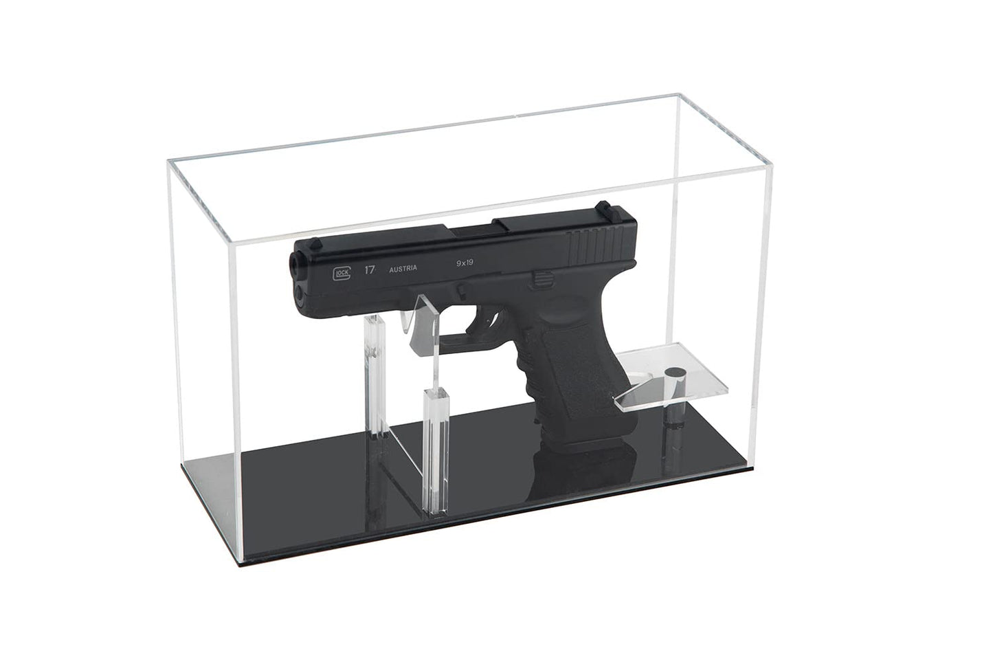 Qinry Gun Display Case Clear Adjustable Acrylic Pistol Box Handgun Revolver Display Case Stand Rack Holder Cabinet