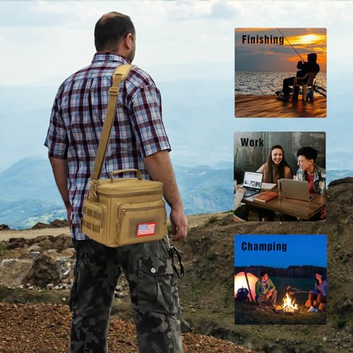 Brown Medium Insulated Tactical Lunch Box 12L Leakproof Cooler Bag for Men
