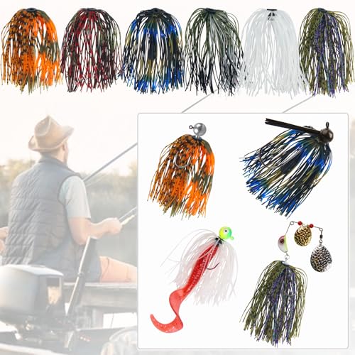 Silicone Fishing Jig Skirt Set for Bass & Walleye Lures - 18 Bundles