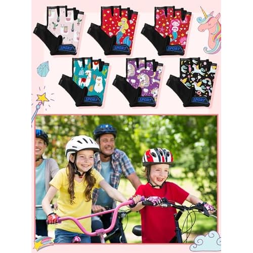 6 Pairs Kids Bike Gloves Fingerless Gymnastics Monkey Bar Workout Golf Gloves for Girls Cycling Exercise
