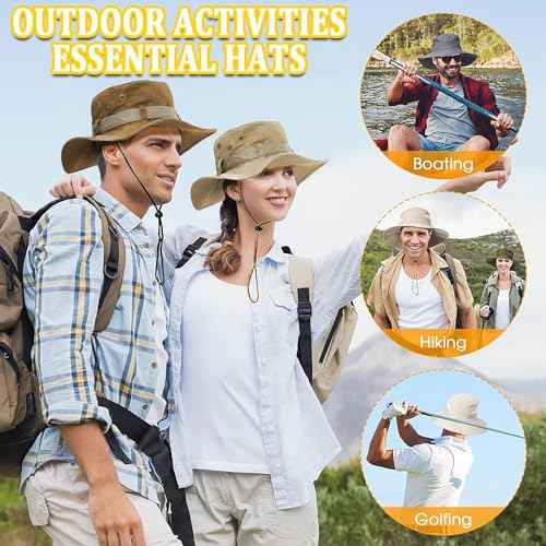 Fishing Hat, Wide Brim Breathable Boonie Hat UV Protection Safari Hiking Bucket Hat Beach Summer Cap