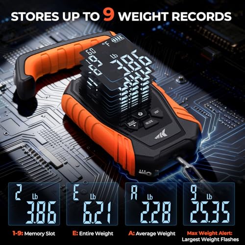 Digital Fish Scale Waterproof IPX6 120 lb Capacity with Large Display - Orange