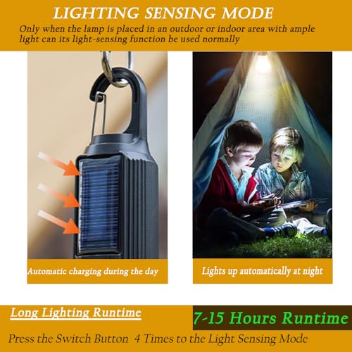 4Pack Solar Camping Lanterns Rechargeable Hanging Tent Lights - Warm