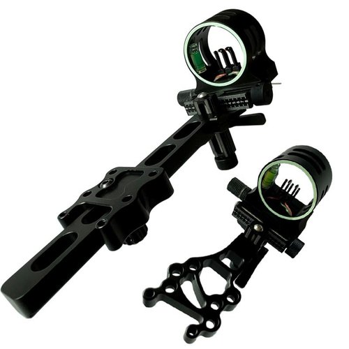 Compound Bow 5 Pin Sights - Long Bar Bow Sight, No Tools Required Adjust Elevation & Windage, with Sights Light & Lenses Adapter Archery Sight