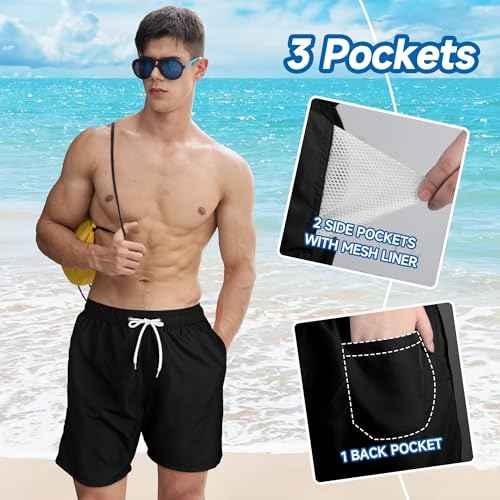 Mens Swim Trunks Swim Shorts Swimwear Quick Dry 7¡¯¡¯ Swimming Trunks with Mesh Lining