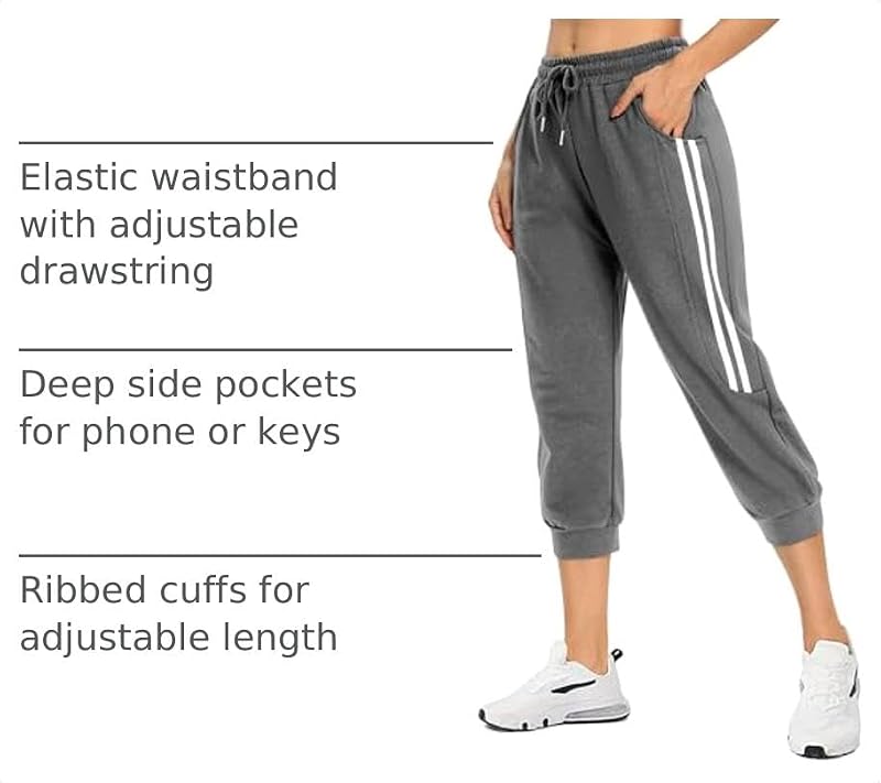 KaiDi Women's Dark Gray Capri Joggers with Pockets - Casual Sportswear