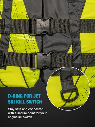 Adult Life Vest - Large Black Yellow USCG Approved Lightweight Water Safety Jacket