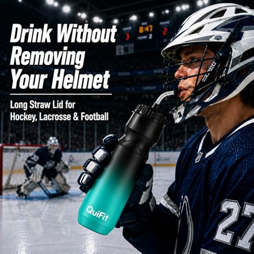 32oz Water Bottle with Long Straw - Leakproof Sports Hydration Bottle 2 Pack
