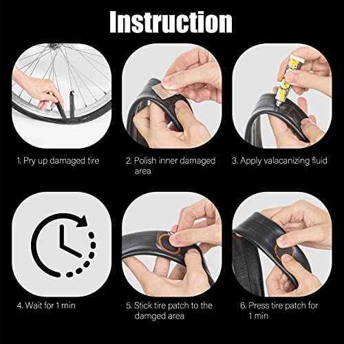 Bike Tire Repair Kit - Bycicle Inner Tube Puncture Patch Kits with 32PCS Vulcanizing Patches,Metal Rasp, for Motorcycle BMX Cycling MTB Road Mountain Bicycle