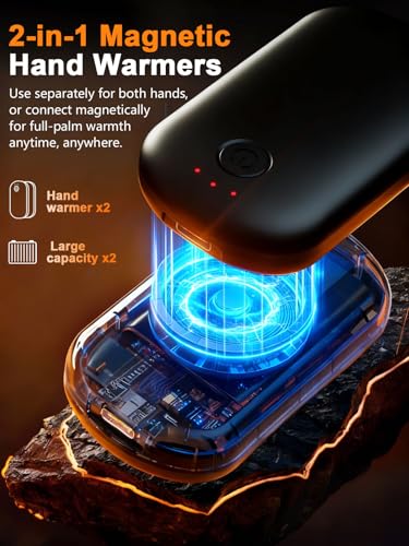 Fovendi Black Rechargeable Pocket Hand Warmers 2 Pack - Portable, 24H Heat